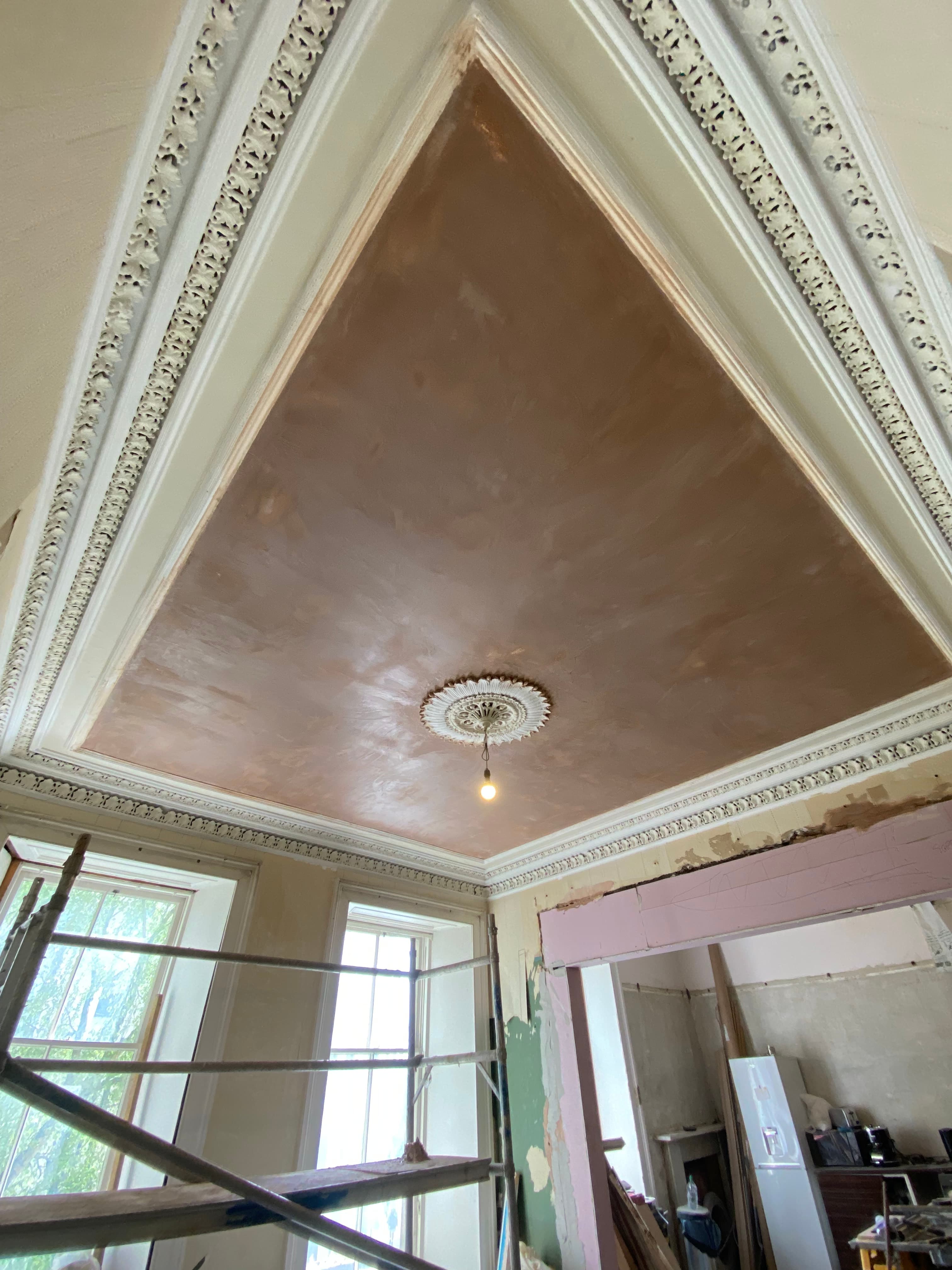 Smooth ceiling after covering texture