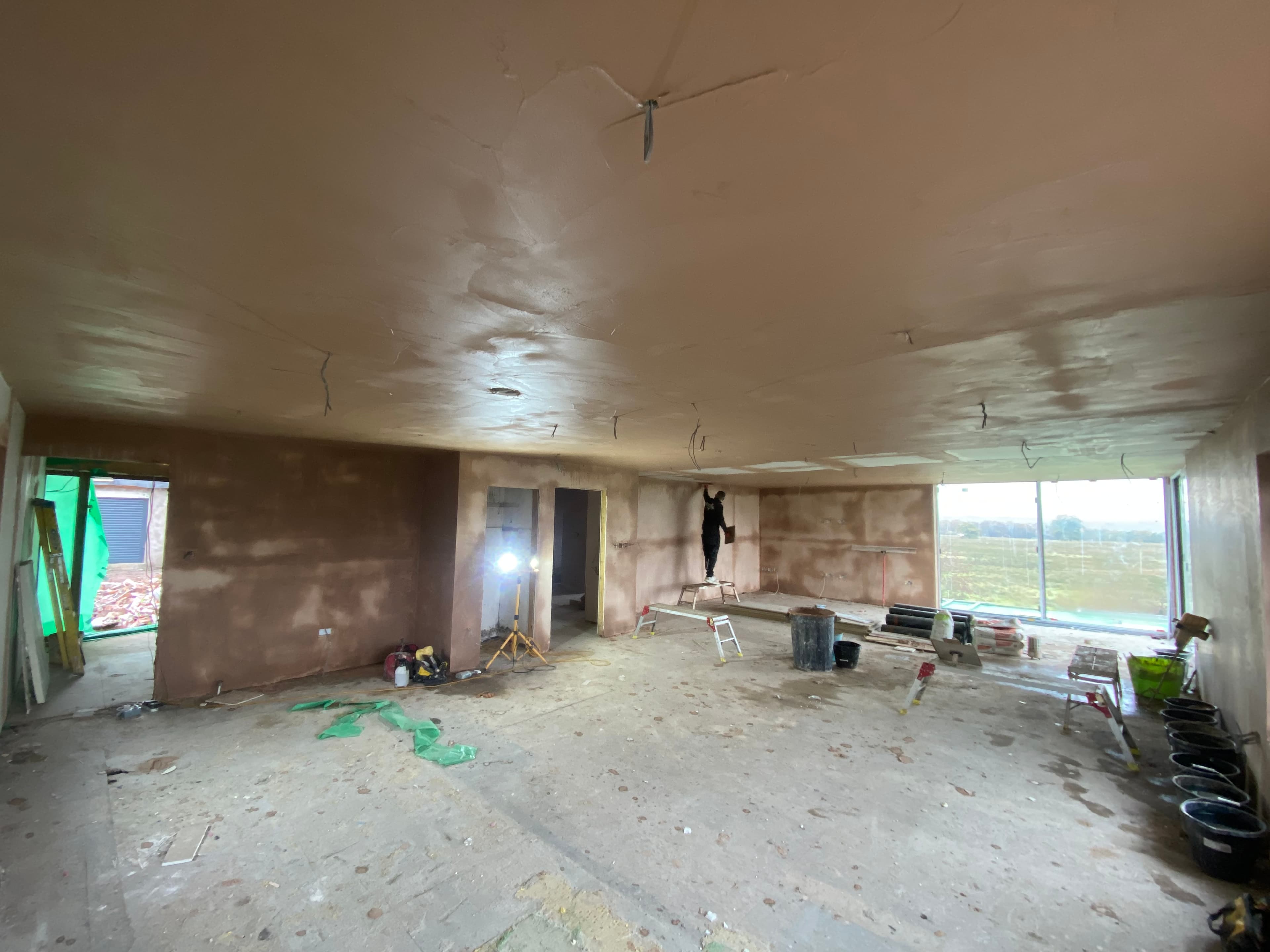 Interior ceiling after texture was covered