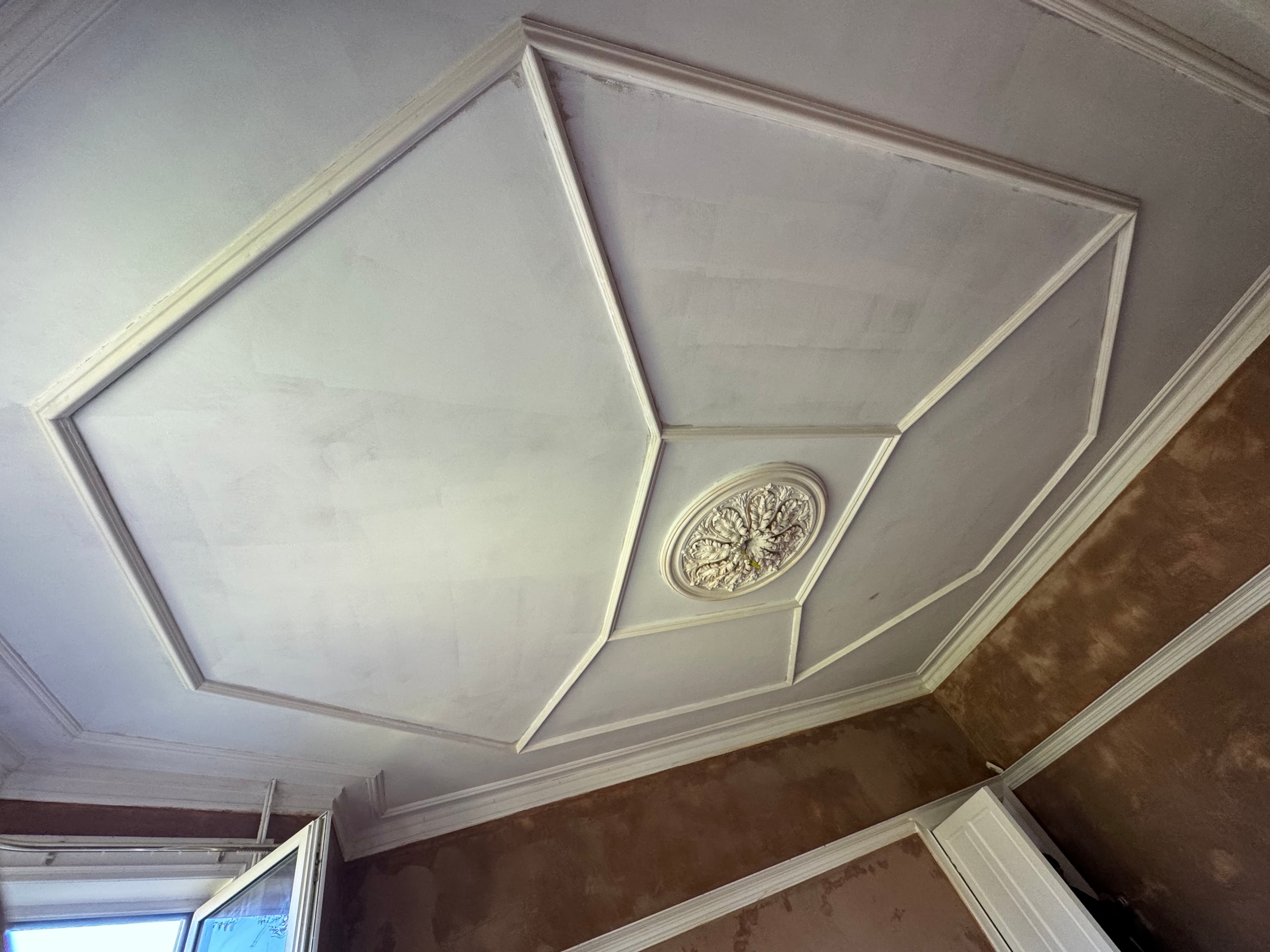 Replastered ceiling ready to decorate