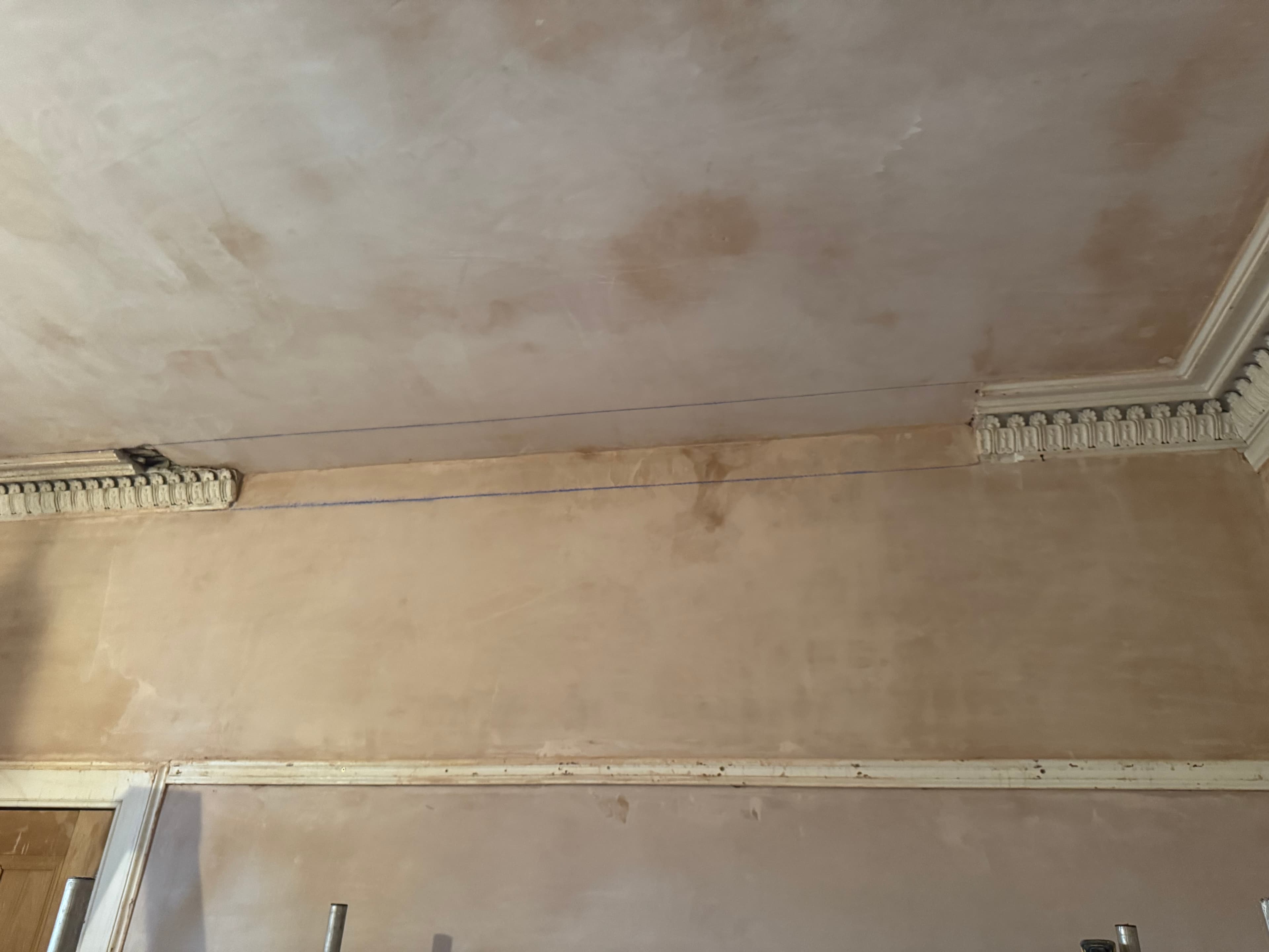 Ceiling boards skimmed after replacement