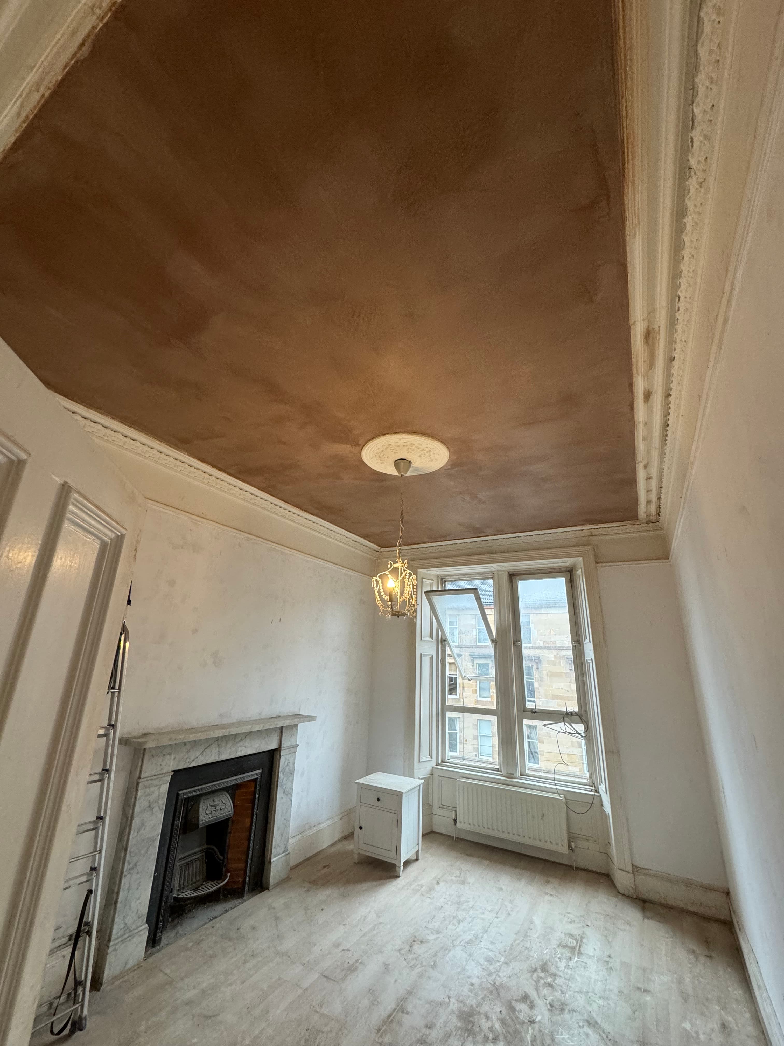 New plasterboard ceiling ready to decorate