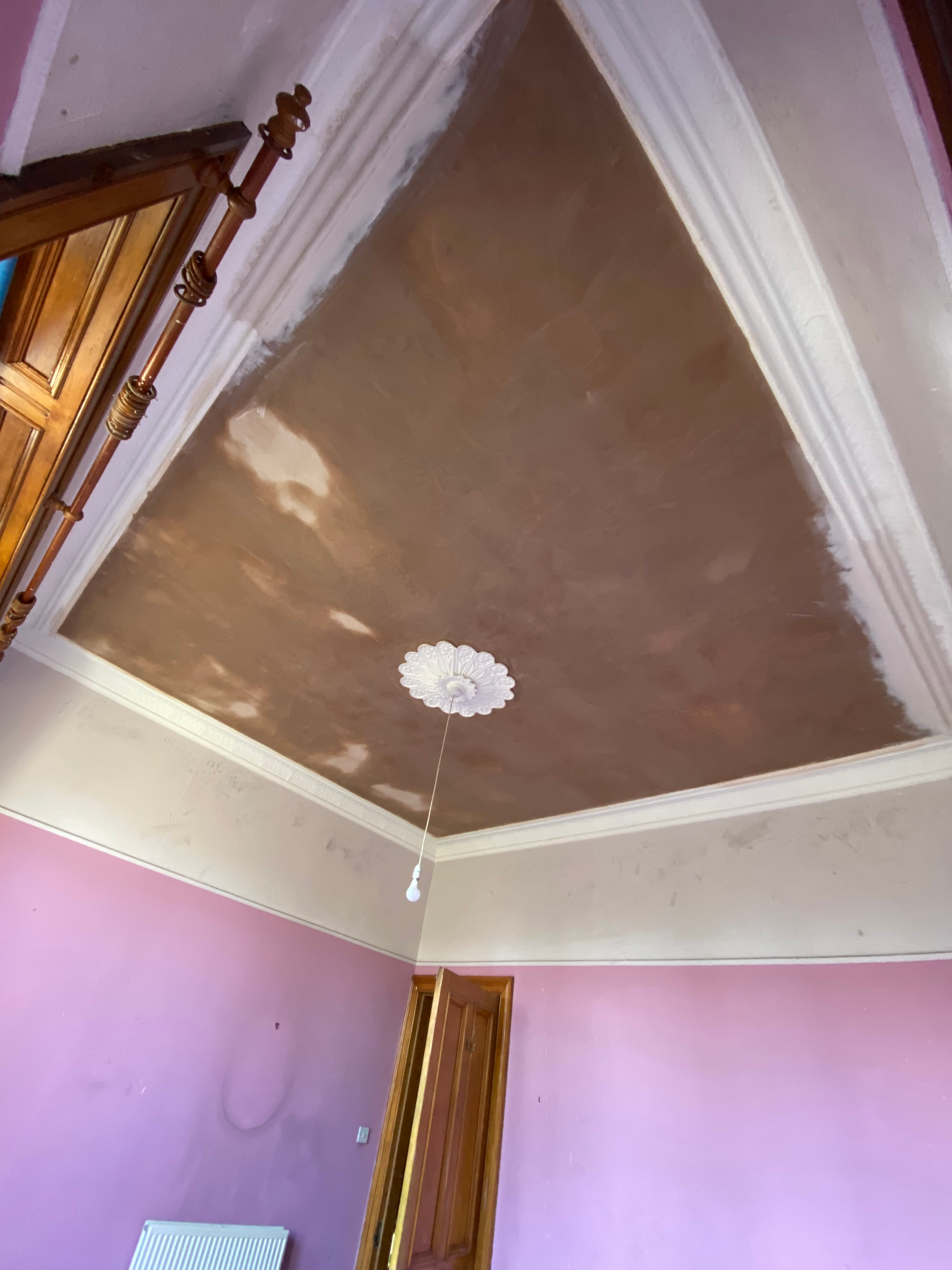 New ceiling boards after a skim