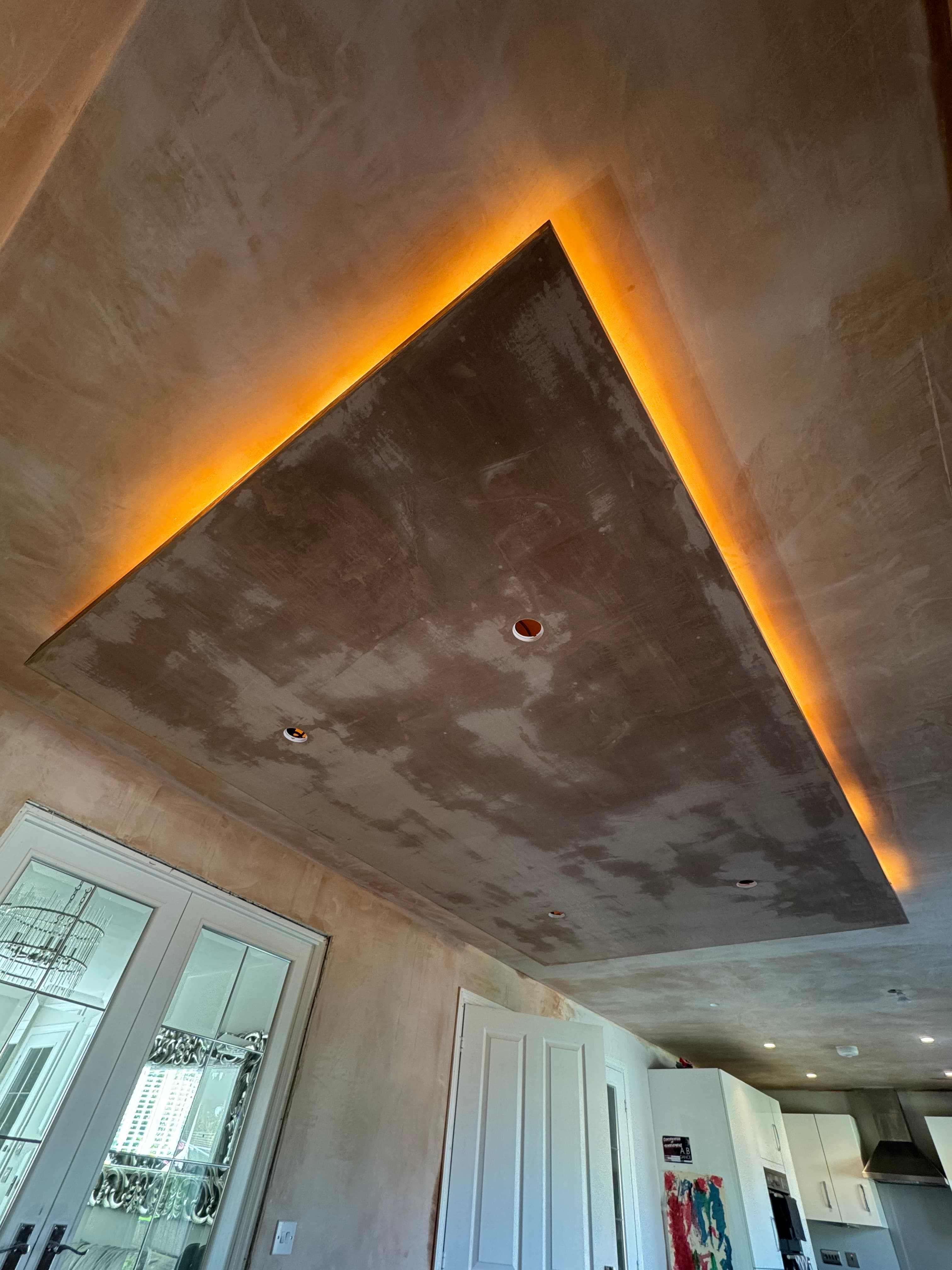 Hall ceiling reboarded flat