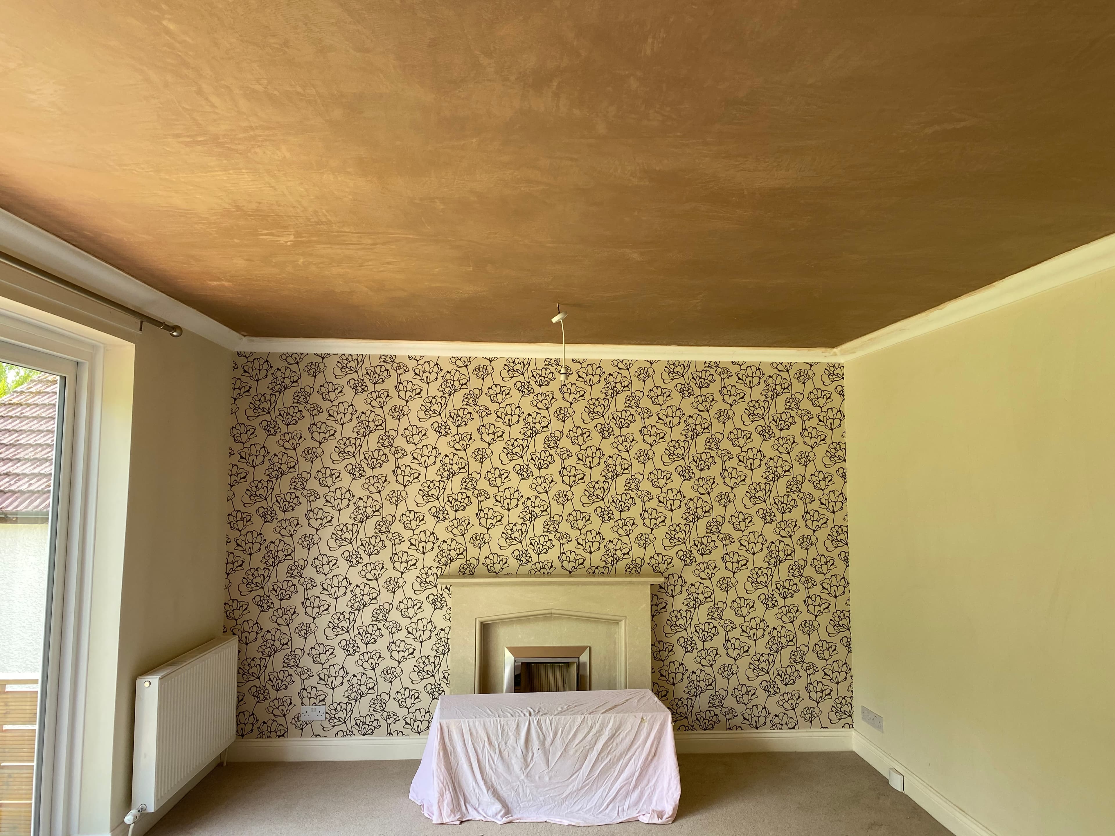 Completed reboarded ceiling