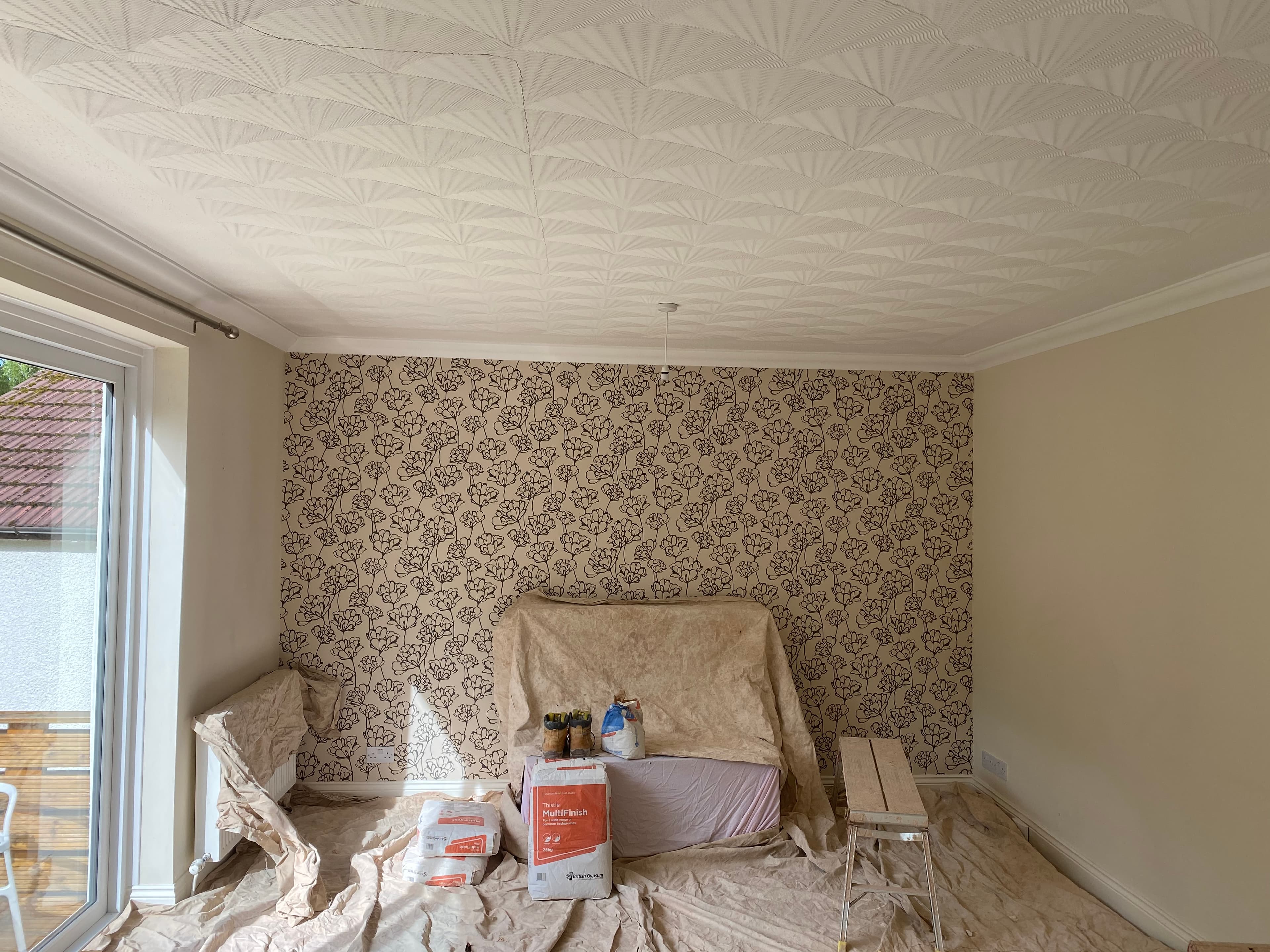 Plastered walls after first-fix services