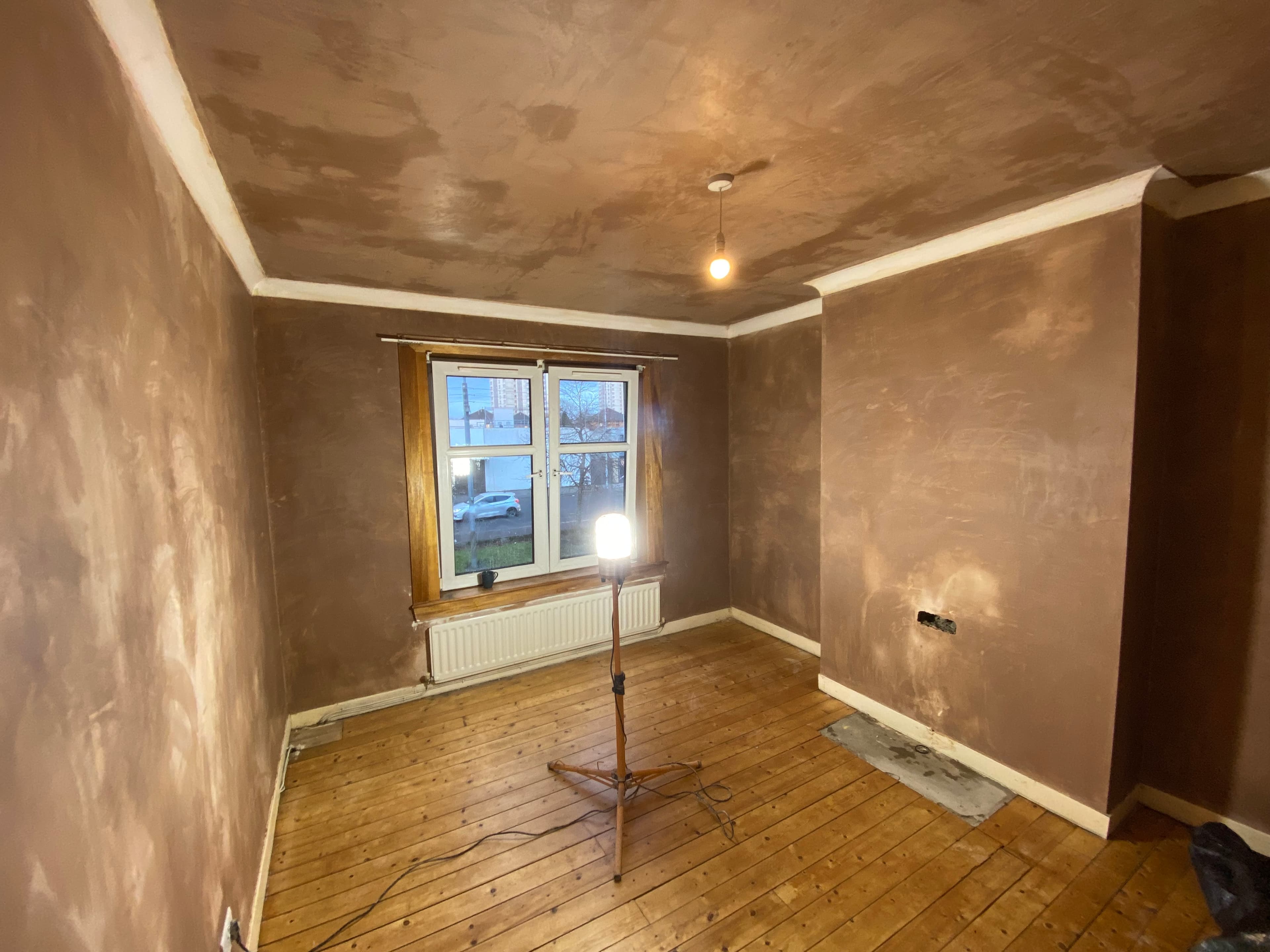 Freshly plastered room ready to decorate